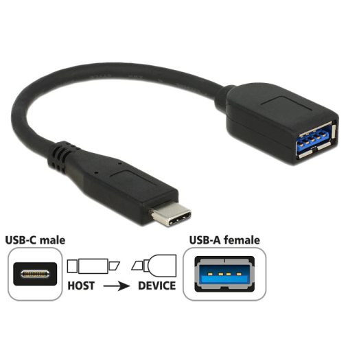 DeLock Adapter SuperSpeed USB 10Gbps USB Type-C male > USB Type-A female 10cm Black