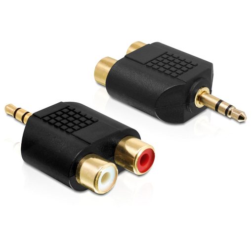 DeLock Adapter Audio Stereo plug 3.5 mm 3 pin > 2 x RCA jack Black