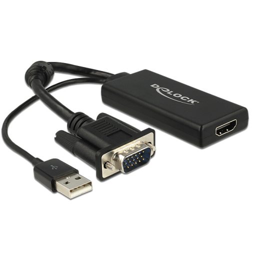 DeLock VGA to HDMI Adapter with Audio Black