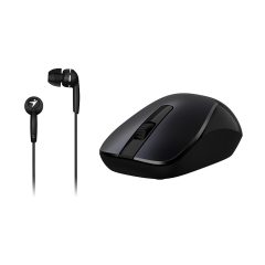 Genius MH-7018 wireless mouse Black + In-ear Headset Black