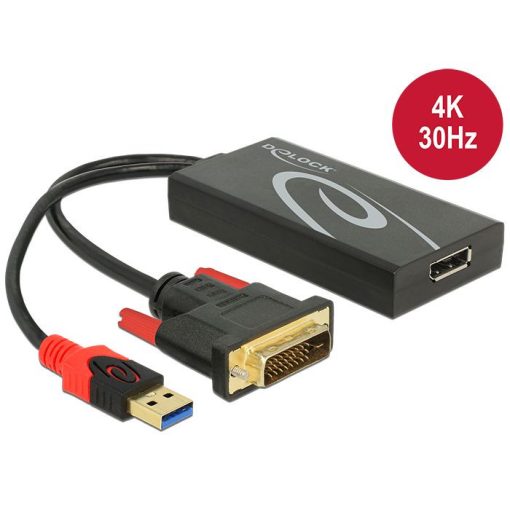 DeLock DVI-D (Dual Link) (24+1) male > Displayport 1.2 female Adapter Black