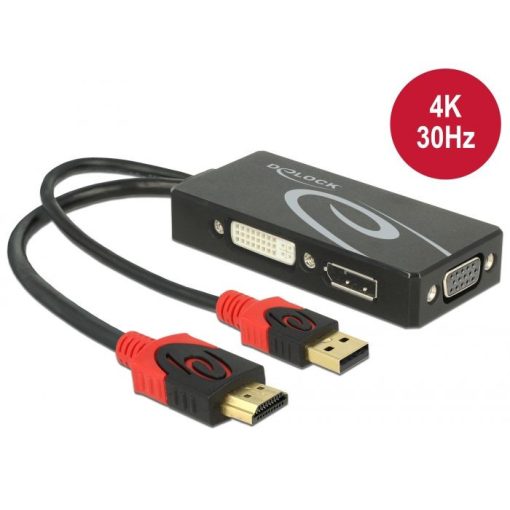 DeLock Adapter HDMI male > DVI / VGA / DisplayPort female 4K Black