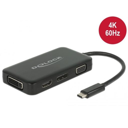 DeLock USB Type-C male > VGA/HDMI/DVI/DisplayPort female adapter Black