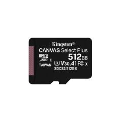 Kingston 512GB microSDXC Canvas Select Plus Class 10 100R A1 V30 C10 Card adapter nélkül