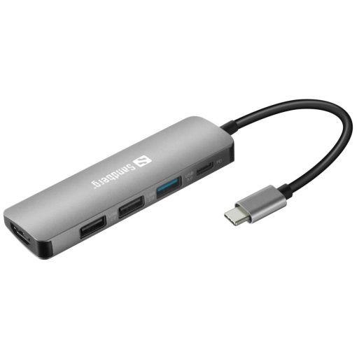 Sandberg USB-C Dock HDMI+3xUSB+PD 100W Gray