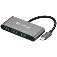 Sandberg USB-C to 3xUSB 3.0 Hub + PD Gray