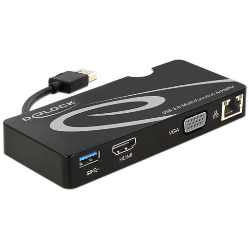 DeLock USB 3.0 to HDMI / VGA + Gigabit LAN + USB 3.0 Adapter Black