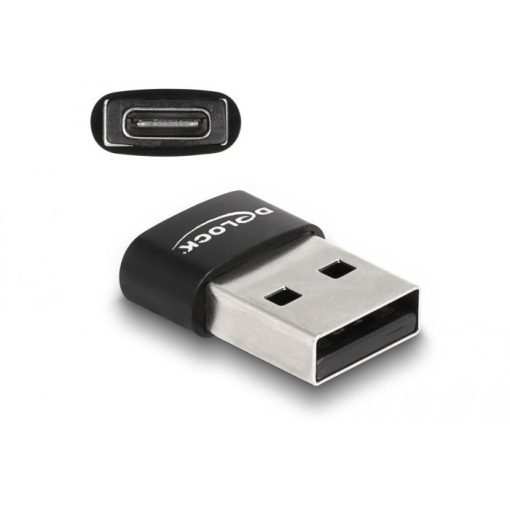 DeLock USB2.0 Adapter USB Type-A male to USB Type-C female Black