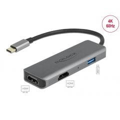   DeLock USB Type-C Dual HDMI Adapter with 4K 60Hz and USB Port