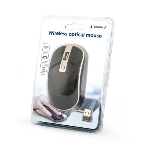 Gembird MUSW-4B-06-BG Wireless optical mouse Black/Gold