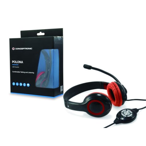 Conceptronic  CCHATSTARU2R Headset Black/Red