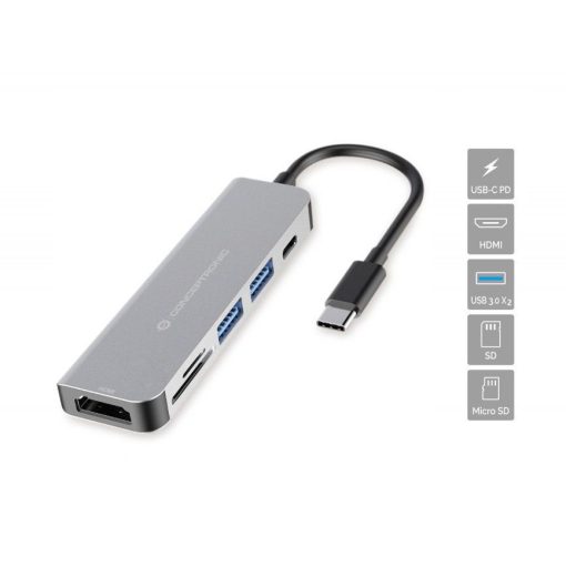 Conceptronic  DONN02G 6in1 USB3.2 Gen 1 Docking Station Grey