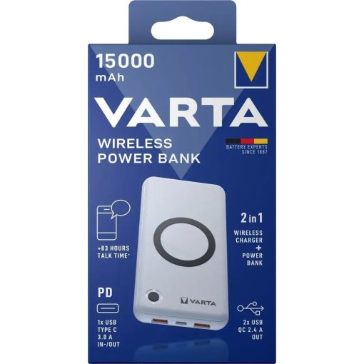 Varta Wireless 15000mAh PowerBank White