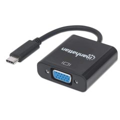 Manhattan USB-C Male to VGA Female Converter Black