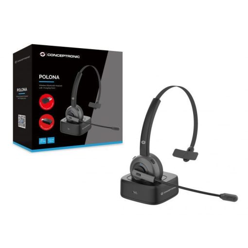 Conceptronic  POLONA03BDA Bluetooth Wireless Mono Headset with Charging Dock Black