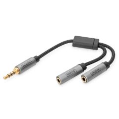   Digitus DB-510320-002-S Audio Headset Adapter 3.5mm jack to 2x 3.5mm socket Black