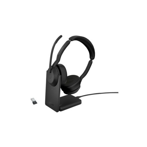 Jabra Evolve2 55 MS Stereo with Link380a Wireless Bluetooth Headset with Charging Stand Black