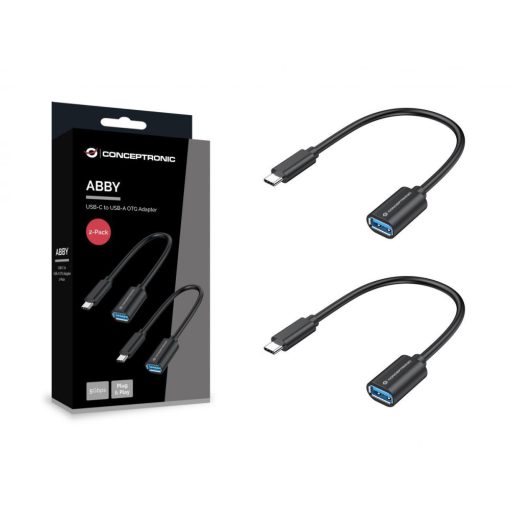 Conceptronic  ABBY11B USB-C to USB-A OTG Adapter 20cm Black (2-Pack)