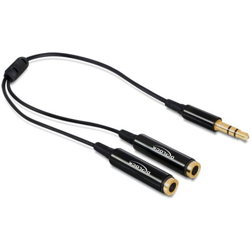 DeLock Cable audio splitter stereo jack male 3.5mm 3 pin > 2 x stereo jack female 3.5mm 3 pin 25cm