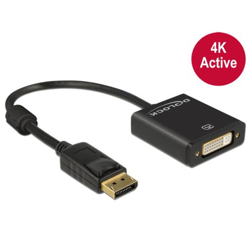 DeLock Displayport 1.2 male > DVI-I (Dual Link) (24+5) female 4K Active Adapter Black